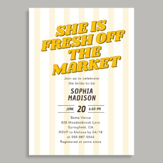 Retro She Is Fresh Off The Market Bridal Shower Kaart