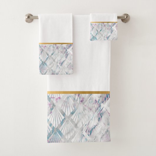 RETRO SHELL AQUA SPLASH WHITROOM BATHROOM TOWEL SE BAD HANDDOEK (Insitu)