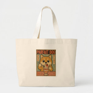 Retro Shiba Inu Parfait Japanse vintage advertenti Grote Tote Bag