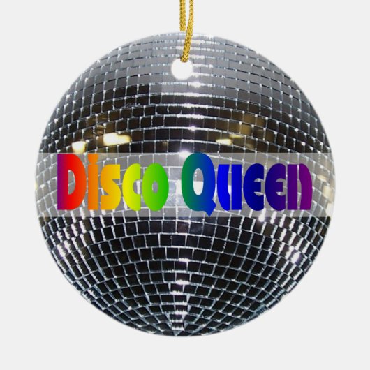 Retro Shiny Silver Disco Ball Rainbow Disco Queen Keramisch Ornament (Voorkant)