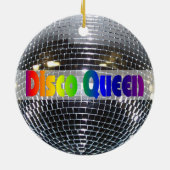 Retro Shiny Silver Disco Ball Rainbow Disco Queen Keramisch Ornament (Achterkant)