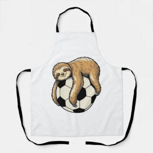Retro Shirtontwerp met Luiaard en Voetbal Cute Die Schort