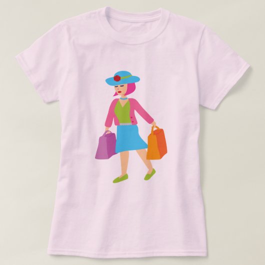 Retro Shopping Girl T-shirt (Design voorkant)