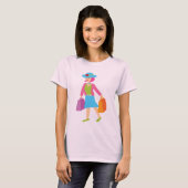 Retro Shopping Girl T-shirt (Voorkant volledig)