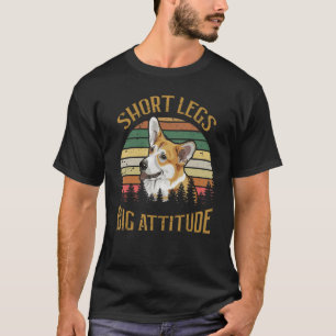 Retro Short Legs Big Attitude Corgi Dog T-shirt
