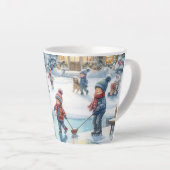 Retro Showman et les enfants Latte Mug de Noël (Angle droit)