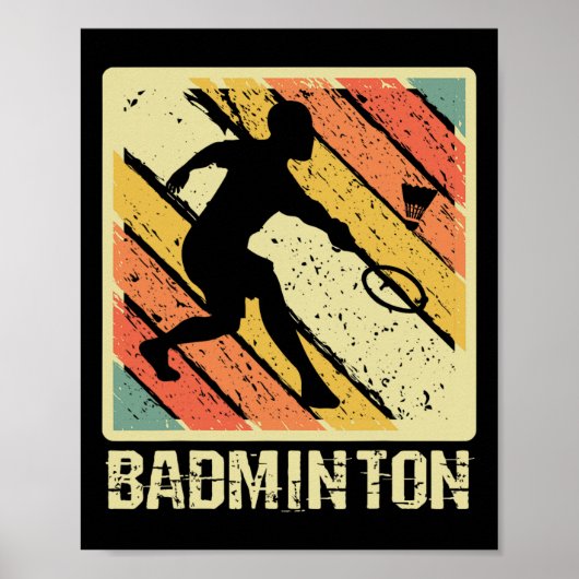 Retro  Shuttle Player Badminton Poster (Voorkant)