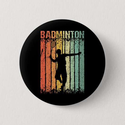 Retro  Shuttle Player Badminton Ronde Button 5,7 Cm (Voorkant)