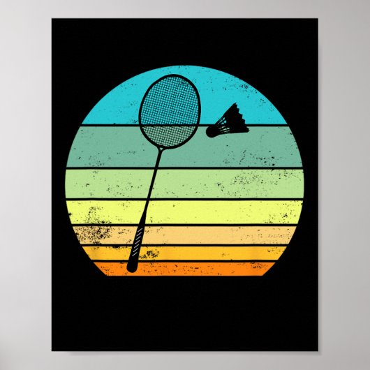 Retro  Shuttle Racket Badmintonspeler Poster (Voorkant)