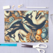 Retro Siberische Husky Illustratie Tissuepapier (Craft)
