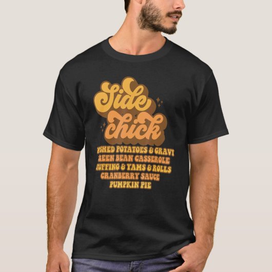 Retro Side Chick Thanksgiving Groovy Mannen Vrouwe T-shirt (Voorkant)