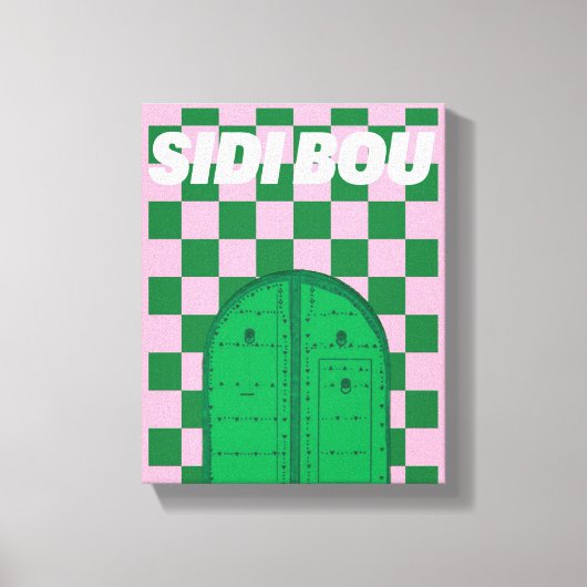 Retro Sidi Bou Said Stretched Canvas Print (Voorkant)