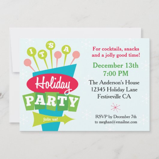 Retro Sign Holiday Party Kaart (Voorkant)