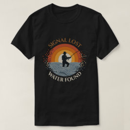 Retro Signaal Verloren Water Gevonden Grappige Vis T-shirt