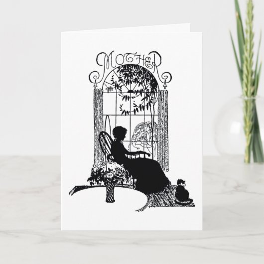 Retro Silhouet van het Moederdag Kaart (Voorkant)