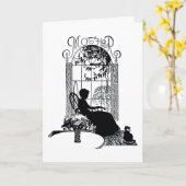 Retro Silhouet van het Moederdag Kaart (Gele Bloem)