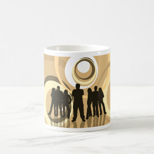 Retro Silhouette Mensen met Abstracte Cirkels Koffiemok