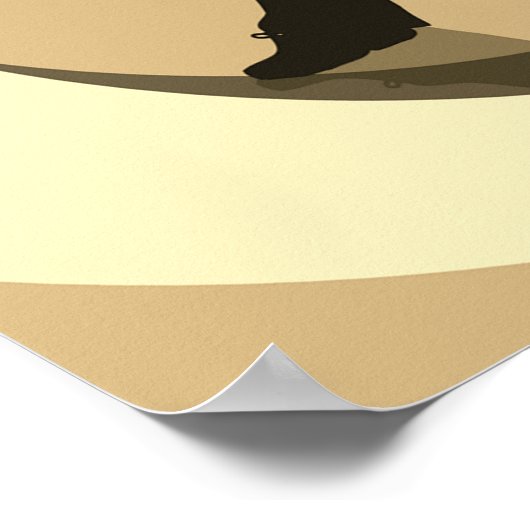 Retro Silhouette Mensen met Abstracte Cirkels Poster (Hoek)