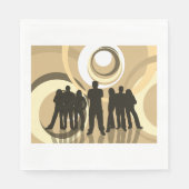 Retro Silhouette Mensen met Abstracte Cirkels Servet (Voorkant)
