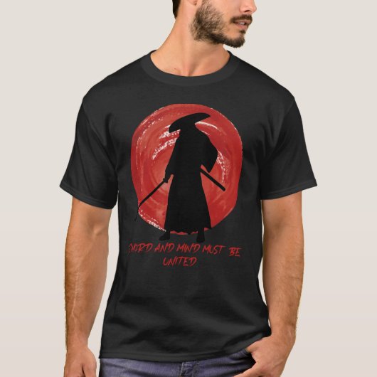 Retro Silhouette Samurai - Samurai Mind Quote T-shirt (Voorkant)