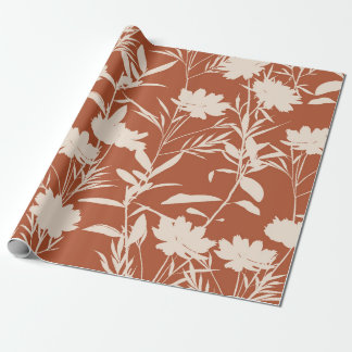 Retro silhouette-weidebloemen naadloos patroon i cadeaupapier