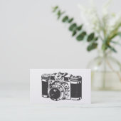 Retro Silver Camera Fotograaf Visitekaartjes (Staand voorkant)