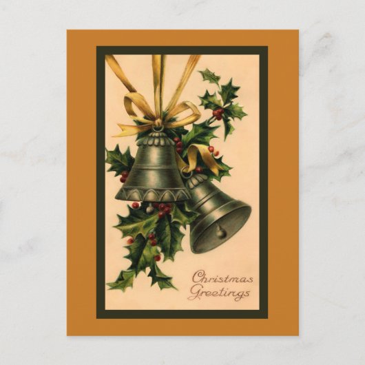 Retro Silver-kerstcellen, Gold Ribbon Briefkaart (Voorkant)