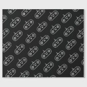 Retro Simple Elegant Black White Console Wrapping Cadeaupapier (Vlak)