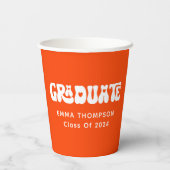Retro Sinaasappel Afstuderen klasse van 2024 Papieren Bekers (Achterkant)