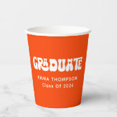 Retro Sinaasappel Afstuderen klasse van 2024 Papieren Bekers (Voorkant)