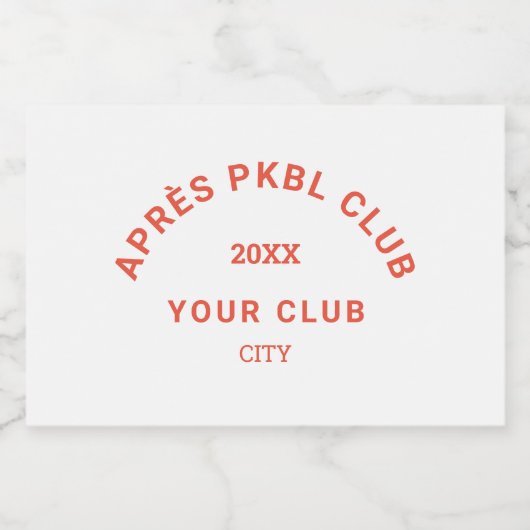 Retro Sinaasappel Après PKBL Club Crest Pickleball Sparkling Wijnetiket (Enkel label)