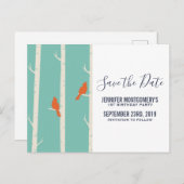 Retro Sinaasappel Birds on Birch Trees Save the Da Briefkaart (Voorkant / Achterkant)