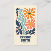 Retro Sinaasappel Blauw QR Code Groovy Bloemen Boh Visitekaartje (Voorkant)