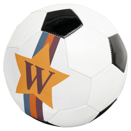 Retro Sinaasappel Blauwe Streep en het Monogram va Voetbal (Drie kwart)