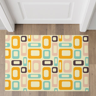 Retro Sinaasappel Blauwgroen Mid-Century Modern Ge Deurmat