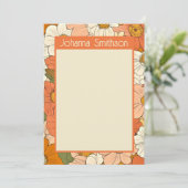 Retro Sinaasappel Bloemen 5x7 Verticale Stationery (Staand voorkant)