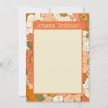 Retro Sinaasappel Bloemen 5x7 Verticale Stationery