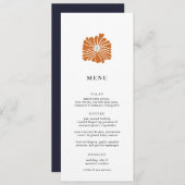 Retro Sinaasappel Bloemen Logo Bruiloft Menu (Voorkant / Achterkant)