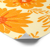 Retro Sinaasappel Botanische Bloempatroon Herfst Poster (Hoek)