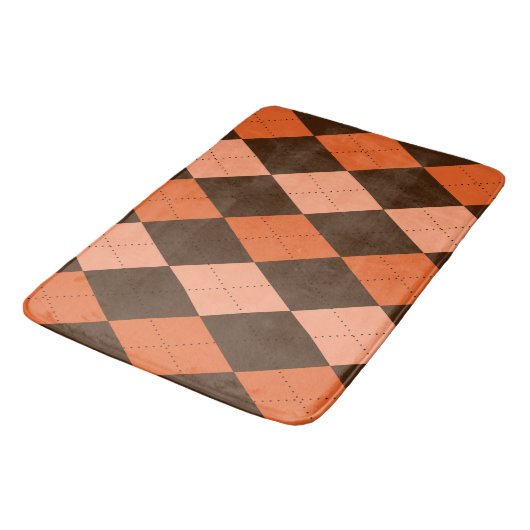 Retro Sinaasappel & Bruin Herfst Argyle Badmat (Gekanteld)