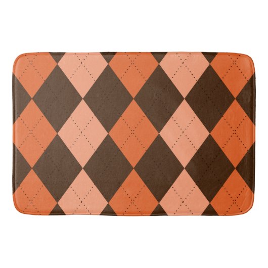 Retro Sinaasappel & Bruin Herfst Argyle Badmat (Voorkant)
