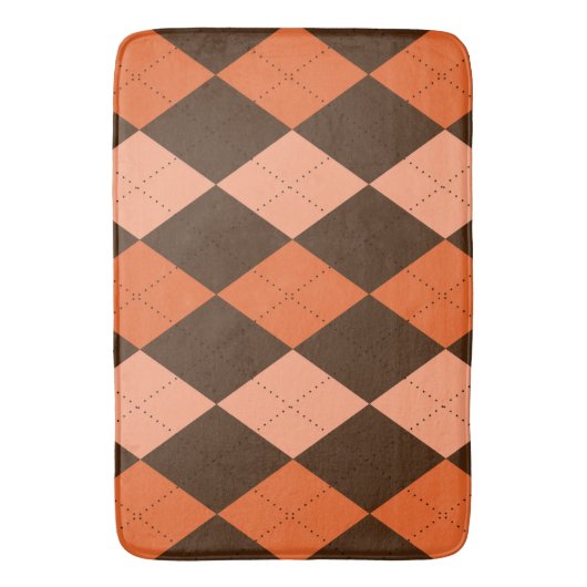 Retro Sinaasappel & Bruin Herfst Argyle Badmat (Voorkant Verticaal)