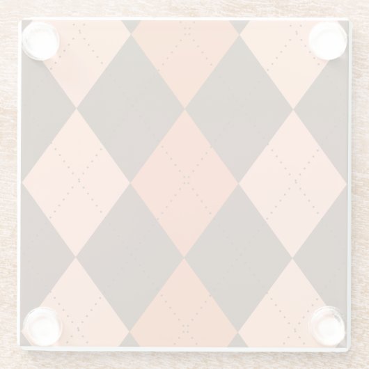 Retro Sinaasappel & Bruin Herfst Argyle Glazen Onderzetter (Achterkant)