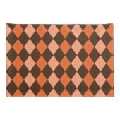 Retro Sinaasappel & Bruin Herfst Argyle Kussensloop (Achterkant-Rechts)
