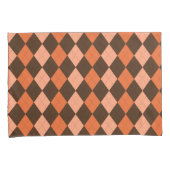 Retro Sinaasappel & Bruin Herfst Argyle Kussensloop (Voorkant-Rechts)