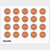 Retro Sinaasappel Checker Mushroom Custom Vrijgeze Ronde Sticker (Vel)