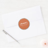 Retro Sinaasappel Checker Mushroom Custom Vrijgeze Ronde Sticker (Envelop)