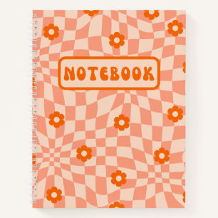 Retro Sinaasappel Daisy Verwrongen Checker Board Notitieboek