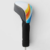 Retro Sinaasappel en Blauw abstract gebogen lijnen Golfheadcover (Schuin)
