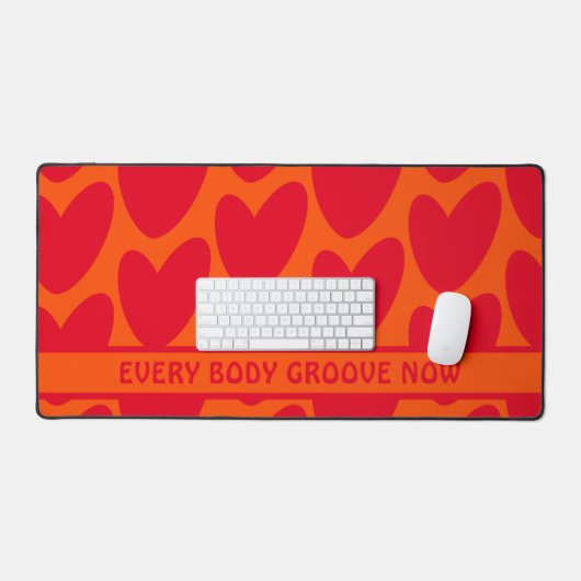 Retro Sinaasappel en Groovy Red Hearts Bureaumat (Keyboard & Muis)